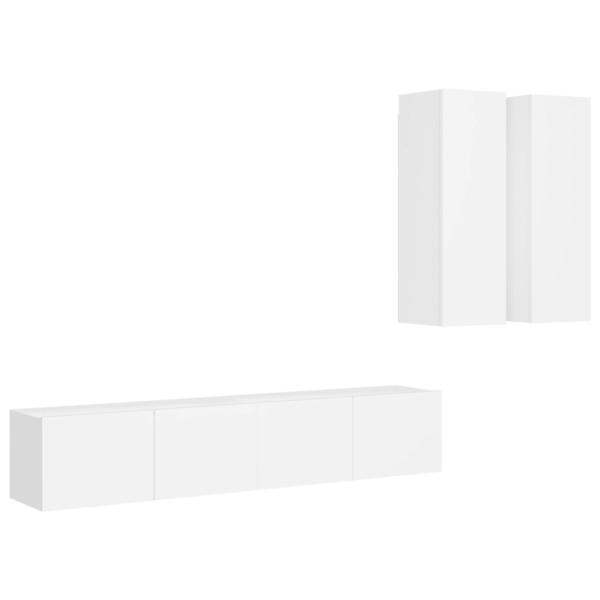 Seinale kinnitatav 4-osaline telerikappide komplekt, valge tehispuit, 2 madalat 80 x 30 x 30 cm ja 2 kõrget 30,5 x 30 x 90 cm – 2