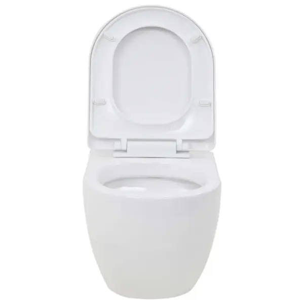 Seinale kinnitatav keraamiline tualettpott, valge, vaikselt sulguva prill-lauaga, 36 x 50 x 41,5 cm – 4