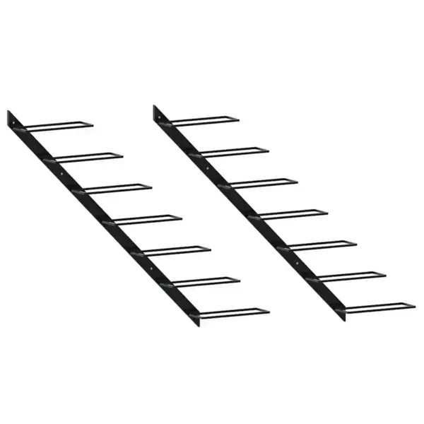 Seinale kinnitatavad veiniriiulid, 2 tk, must metall, kuni 14 veinipudelile, kogupikkus 100 cm – 2