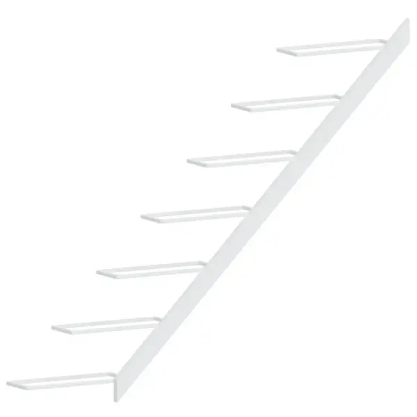 Valge seinale kinnitatav metallist veiniriiul 7 pudelile, 88 x 8 x 72 cm – 7