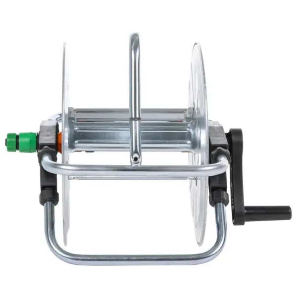 Seinale kinnitatav voolikurull tsingitud terasest, hõbedane/must, kuni 50 m aiavoolikule, 55 x 50 x 35 cm – 5