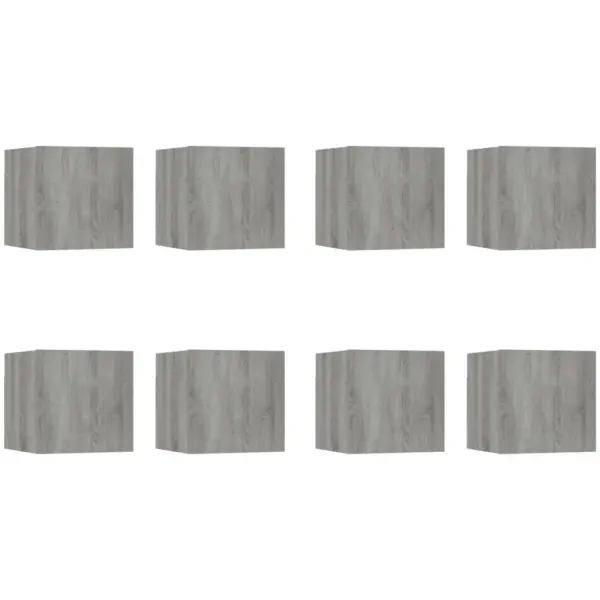 Seinale paigaldatavad kuupkapid, 8 tk, hall Sonoma tamm, tehispuit, 30,5 x 30 x 30 cm – 2