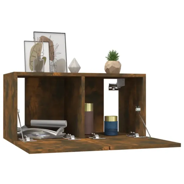 Seinale paigaldatavad telerikapid, 4 tk, suitsutatud tamme tooni tehispuit, 60 x 30 x 30 cm – 4