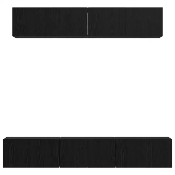 Seinale kinnitatav telerikappide komplekt, 5 osa, must tamme toon, tehispuit – 8