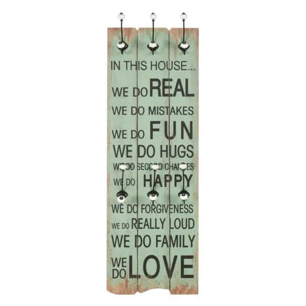 Seinanagi 6 konksuga, roheline-must MDF, 40 x 120 cm, Happy Love – 2