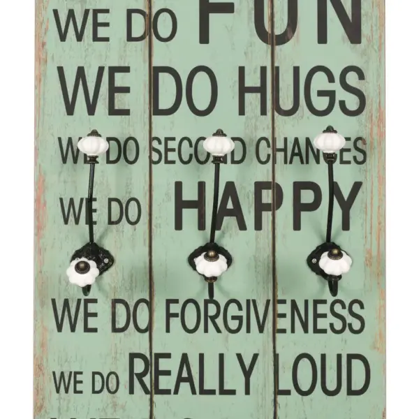 Seinanagi 6 konksuga, roheline-must MDF, 40 x 120 cm, Happy Love – 4