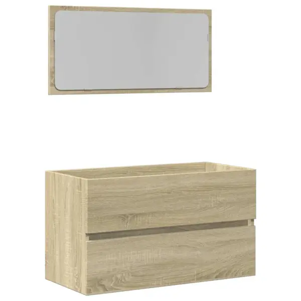 Seinapealne valamukapp peegliga, Sonoma tamm, tehispuit, 80 x 38,5 x 45 cm - 2