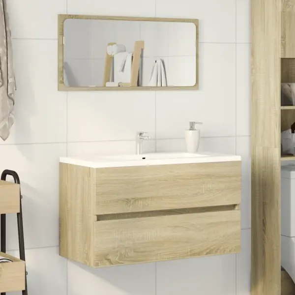 Seinapealne valamukapp peegliga, Sonoma tamm, tehispuit, 80 x 38,5 x 45 cm - 3