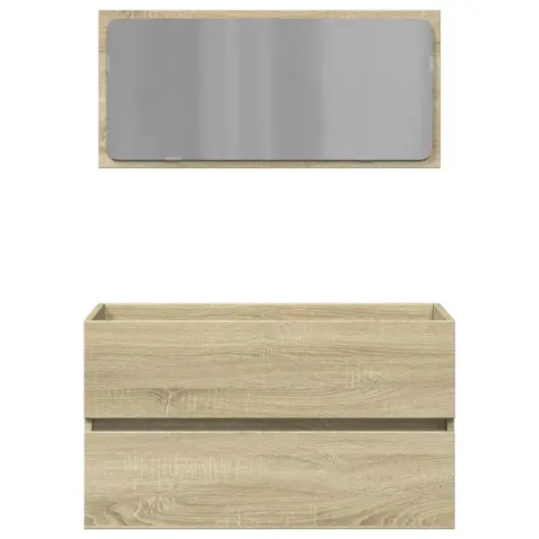 Seinapealne valamukapp peegliga, Sonoma tamm, tehispuit, 80 x 38,5 x 45 cm - 4