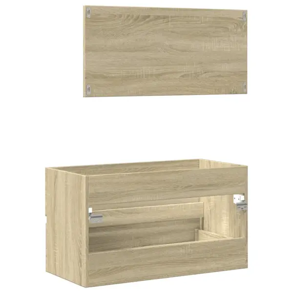 Seinapealne valamukapp peegliga, Sonoma tamm, tehispuit, 80 x 38,5 x 45 cm - 6