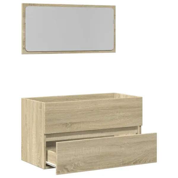 Seinapealne valamukapp peegliga, Sonoma tamm, tehispuit, 80 x 38,5 x 45 cm - 8