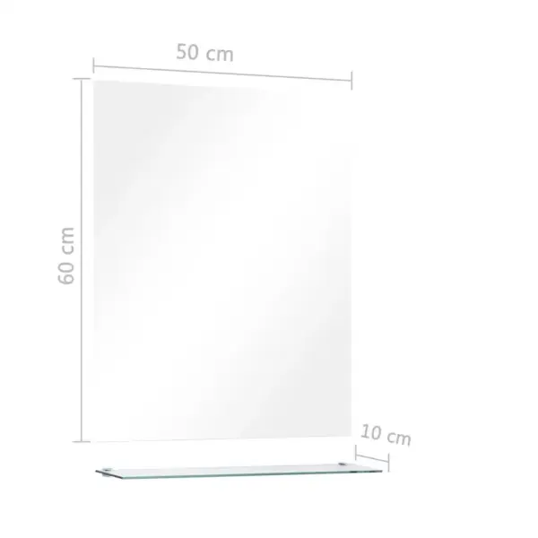 Seinapeegel riiuliga, karastatud klaas, 50 x 60 cm, hõbedane – 6