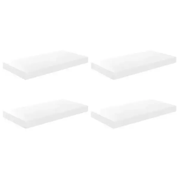 Seinariiulid nähtamatu kinnitusega, 4 tk, kõrgläikega valge, kärgstruktuuriga MDF, 50 x 23 x 3,8 cm – 2