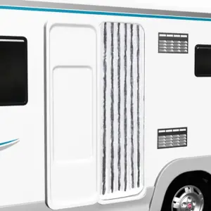 Šenillist putukakardin haagissuvila uksele, hall ja valge, 56 x 185 cm