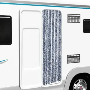 Šenillist putukakardin uksele, sinine-valge-hõbedane, 56 x 185 cm