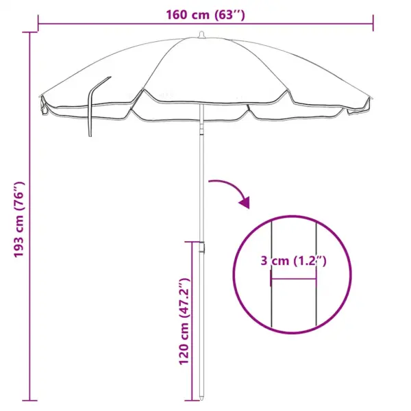 Sinine kallutatav aia päevavari teraspostiga, Ø 176,5 cm - 5