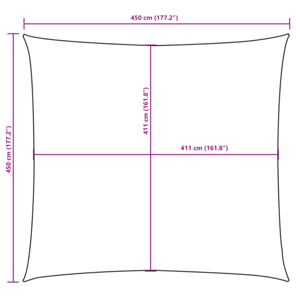Veekindel oxford-kangast päikesepuri, kandiline, sinine, 4,5 x 4,5 m – 10