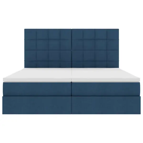 Sinine LED-valgustusega kangast voodi hoiuruumiga, madratsitega, 180 x 200 cm – 12
