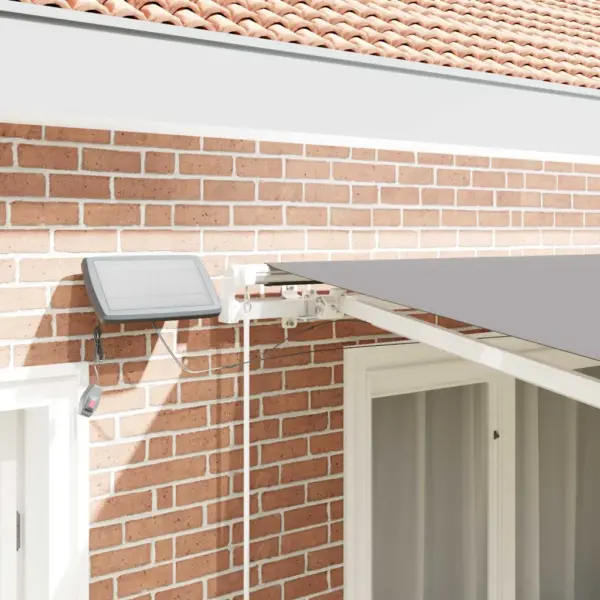 Sissetõmmatav terrassimarkiis LED-ribavalgustusega, valge alumiinium, 350 x 250 cm – 4