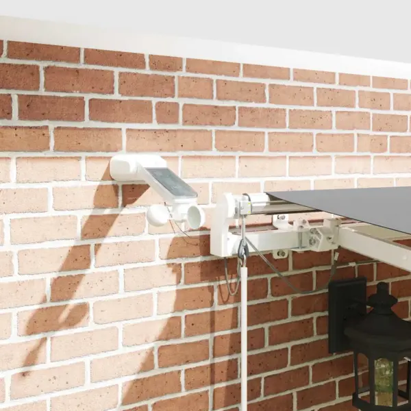 Sissetõmmatav terrassimarkiis LED-ribatuledega, valge alumiinium, 500 x 300 cm – 4