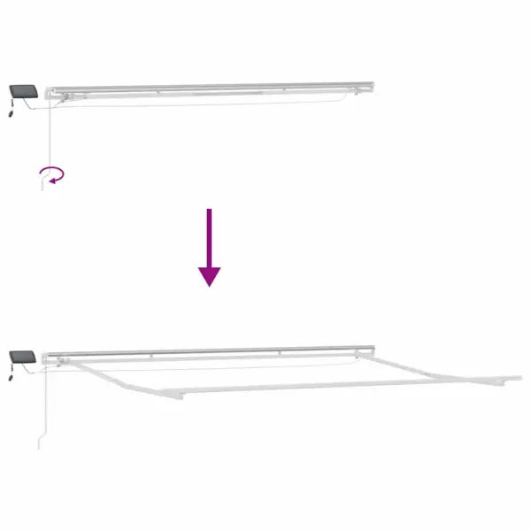 Sissetõmmatav terrassimarkiis LED-ribavalgustusega, valge alumiinium, 400 x 300 cm – 11