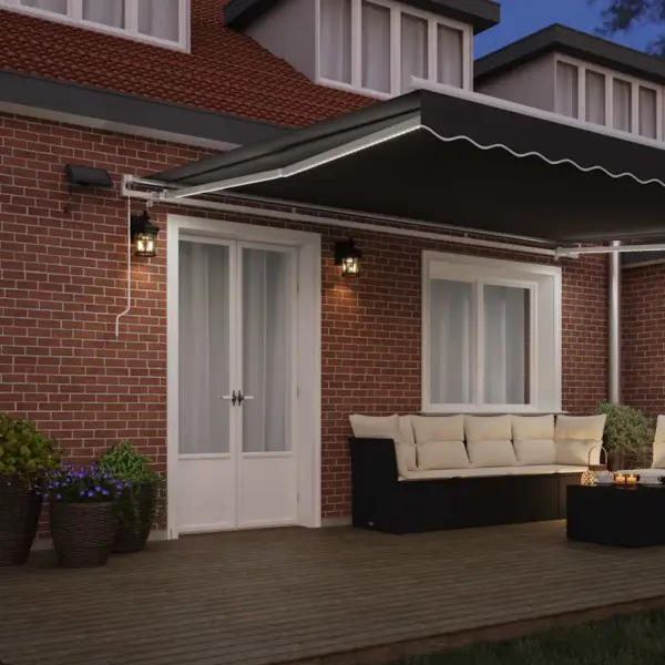 Sissetõmmatav terrassimarkiis LED-ribavalgustusega, valge alumiinium, 400 x 300 cm – 3