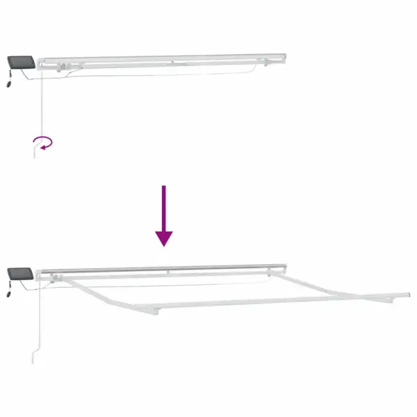 Sissetõmmatav terrassimarkiis UV- ja veekindla kangaga, sinine-valge, 350 x 250 cm – 12