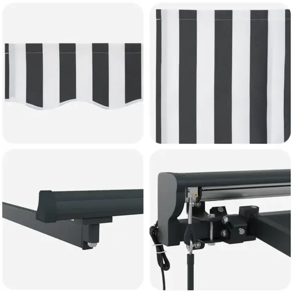 Sissetõmmatav seinale kinnitatav terrassivarikatus, antratsiit-valge, 300 x 250 cm, polüesterkangas ja metallraam, käsitsi või puldiga juhitav – 8