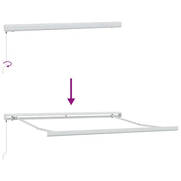 Sissetõmmatav varikatus terrassile, valge, 350 x 250 cm, polüesterkangas ja metall – 5