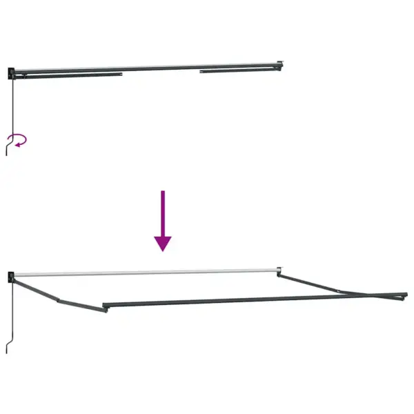 Sissetõmmatav terrassivarikatus käsitsi, punane-valge, polüester ja alumiinium, 400 x 300 cm – 9