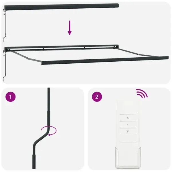 Sissetõmmatav seinale kinnitatav terrassivarikatus, antratsiithall-valge, 4,5 x 3 m, kangas ja alumiinium – 8