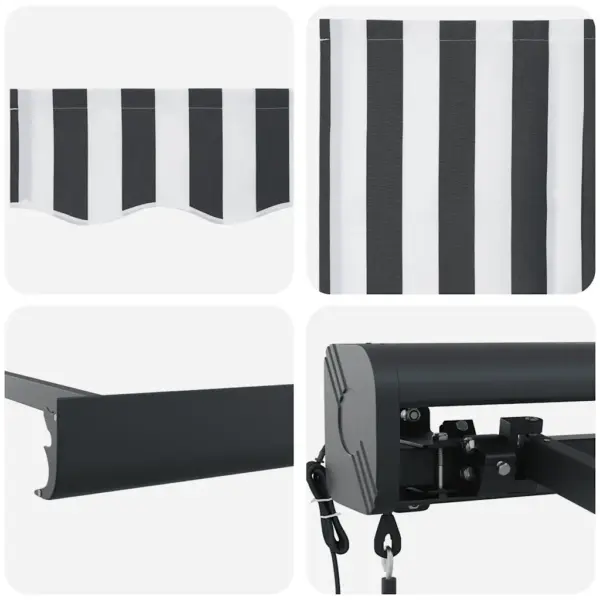 Sissetõmmatav seinale kinnitatav terrassivarikatus, antratsiithall-valge, 4,5 x 3 m, kangas ja alumiinium – 10