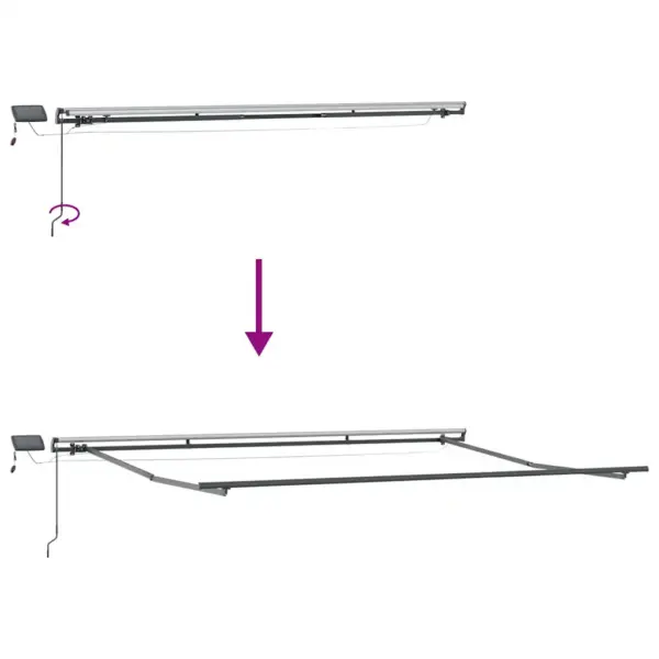Sissetõmmatav terrassivarikatus LED-valgustusega, oranž-pruun, käsitsi, 400 x 350 cm, ilmastikukindel kangas – 11