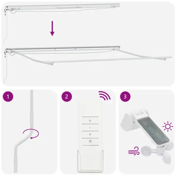 Sissetõmmatav terrassivarikatuse raam LED-ribavalgustusega, alumiinium, valge, 400 x 300 x 165 cm – 12
