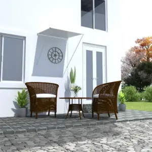 Sissetõmmatav varikatus akendele ja terrassile, 100 x 150 cm, kreemjasvalge