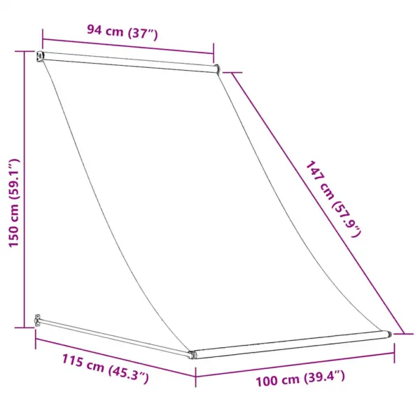 Sissetõmmatav varikatus akendele ja terrassile, 100 x 150 cm, kreemjasvalge – 8