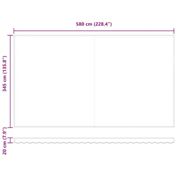 Sissetõmmatav terrassi varikatus, mitmevärviline, käsitsi reguleeritav, polüester ja teras, 600 x 350 cm – 11