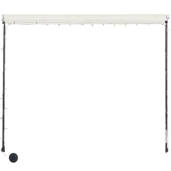 Sissetõmmatav terrassivarikatus LED-valgustuse ja päikesepaneeliga, kreemjasvalge, 350 x 150 cm – 5