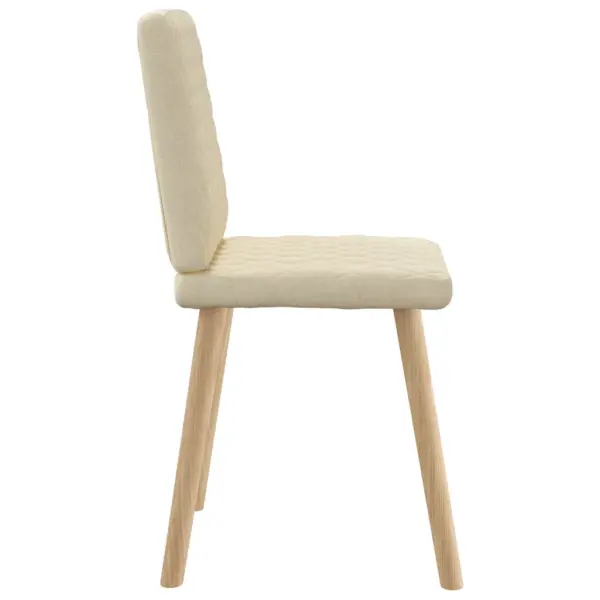 Polsterdatud söögitoolid, 6 tk, kreemjas kangas, kummipuidust jalgadega – 5