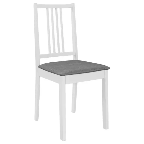 Söögitoolid istmepatjadega, 2 tk, valge täispuit, hall polüester, 40 x 49 x 88,5 cm – 2