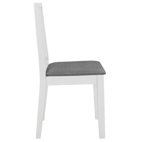 Söögitoolid istmepatjadega, 2 tk, valge täispuit, hall polüester, 40 x 49 x 88,5 cm – 4
