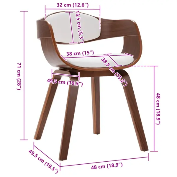 Valged painutatud puidust söögitoolid kunstnahaga, 2 tk – 9