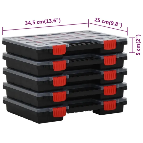 Lukustatavad sortimendikastid reguleeritavate jaoturitega, 10 tk, PP, 34,5 x 25 x 5 cm - 8