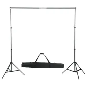 Reguleeritav stuudio taustasüsteemi tugiraam, alumiinium, 155–300 cm, must