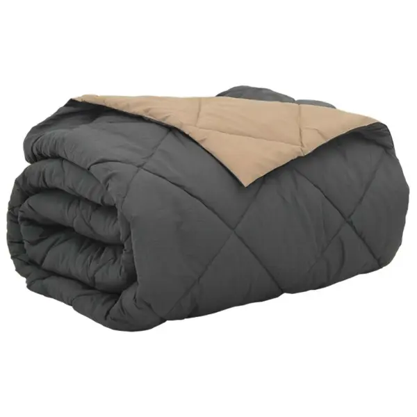 Suvine mikrokiust tepitud tekk polüestritäidisega, antratsiit ja taupe, 240 x 200 cm – 2