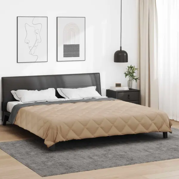 Suvine mikrokiust tepitud tekk polüestritäidisega, antratsiit ja taupe, 240 x 200 cm – 4