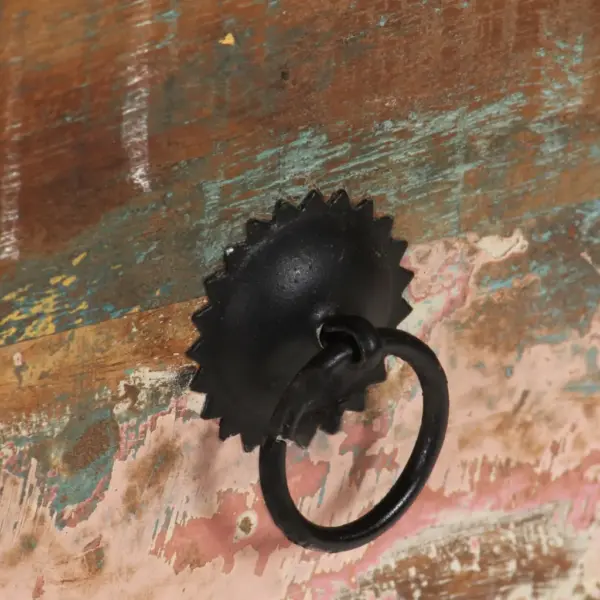 Retrostiilis kirjutuslaud taaskasutatud puidust, terasraamiga, kahe sahtliga, mitmevärviline, 110 x 50 x 77 cm – 7