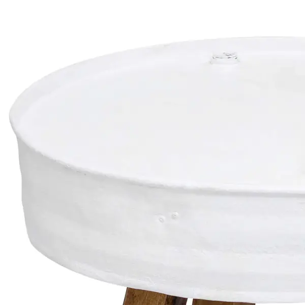 Tööstusliku stiiliga kohvilaud taaskasutatud puidust jalgade ja valge terasest lauaplaadiga, 60 x 45 cm – 4