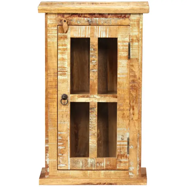 Taaskasutatud puidust seinakapp klaasuksiga, pruun, 44 x 21 x 72 cm – 2