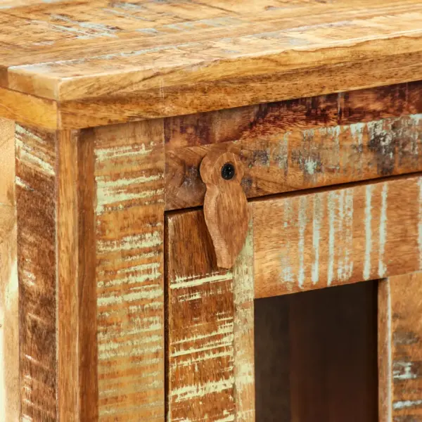 Taaskasutatud puidust seinakapp klaasuksiga, pruun, 44 x 21 x 72 cm – 5